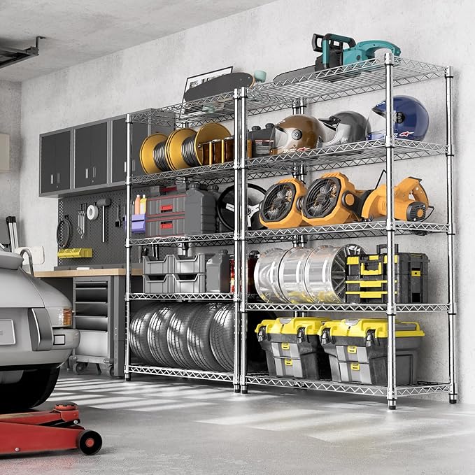 M MZG 1750 LBS Storage Shelves 5-Tier Utility Shelving Unit Steel Organizer Wire Rack for Home,Kitchen,Office,Garage, Capacity 17.7" D x 47.2" W x 72.3" H | Organizer Wire Rack, for Home, Kitchen, Office, Garage, 1750 LBS Capacity - Image 6