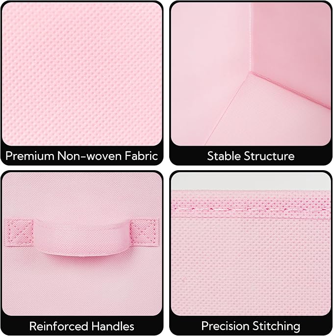 Cupic Cupid 11x11 Storage Cubes, 6 Pack Open Storage Bins with Handles, Storage Cube Organizer for Clothes and Toys, Collapsible Cube Bins for Closet, Shelves, Offices, Pink - Image 8