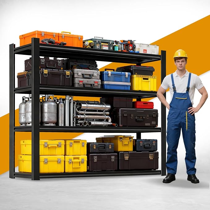 Garage Shelving, 5Tier Heavy Duty Metal Garage Storage Shelves, 2000 lbs Adjustable Standing Shelf and Double-Layer Posts for Garage,Warehouse,Basement, Kitchen,Thickened (63 x 40 x 16in, 5 Tier) by FlyDzrewtGarageShelving