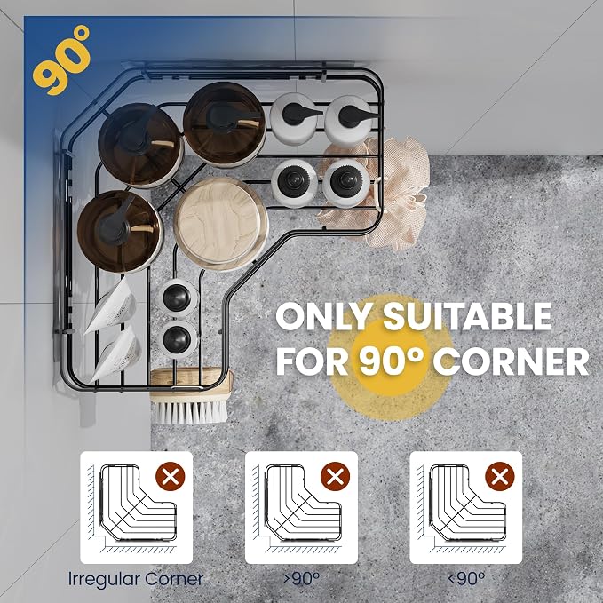 MAXIFFE 3 Pack Corner Shower Caddy with Soap Holder, Large Capacity Sturdy Adhesive Stainless Steel No Drilling Shower Organizer Shelves Rack Storage Inside Shower for Bathroom Family Renters, Black - Image 2