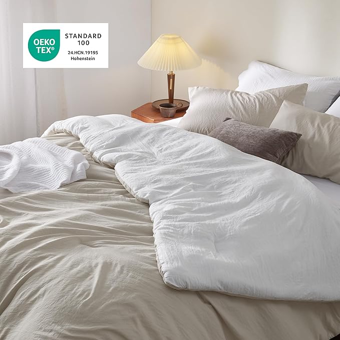 Bedsure Twin/Twin XL Comforter Set, Beige White Soft Prewashed Bedding for All Seasons, 2 Pieces GentleSoft™ Bed Set, 1 Lightweight Comforter (68"x88") and 1 Pillowcase (20"x26")