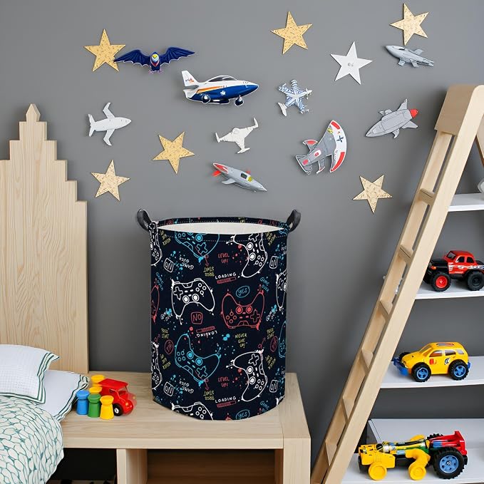 HIYAGON Game Laundry Basket Boys Kids Baby Laundry Hamper Dirty Clothes Organizer Toy Storage Bin Nursery Hamper for Bedroom Room Decor(Game) - Image 3