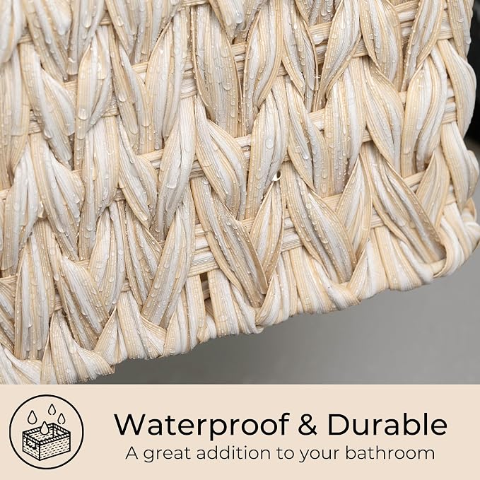GRANNY SAYS Wicker Storage Baskets for Shelves, Waterproof Wicker Baskets for Organizing, Woven Basket for Shelves, Decorative Basket for Entryway, Butter Milk - Image 4