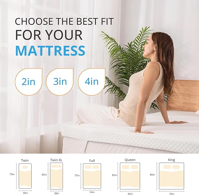 EGO Gel Memory Foam Mattress Topper, 2 Inch Twin with Removable Breathable Soft Cover, Cooling Bed Topper for Comfort Body Support & Pressure Relief, CertiPUR-US Certified