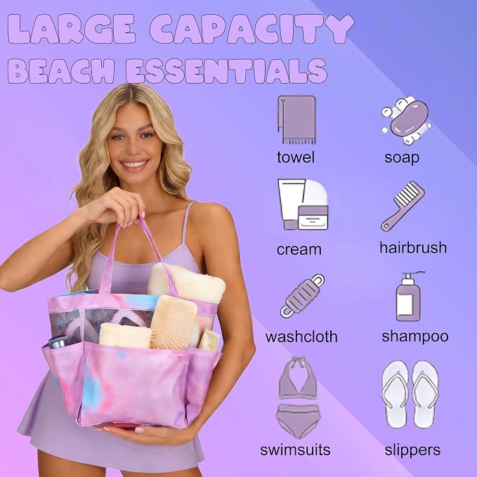 Attmu Mesh Shower Caddy Portable, Quick Dry Hanging Shower Tote Bag for College Dorm Room Essentials, Large Capacity Caddy Dorm for Bathroom Gym Swimming - Image 6