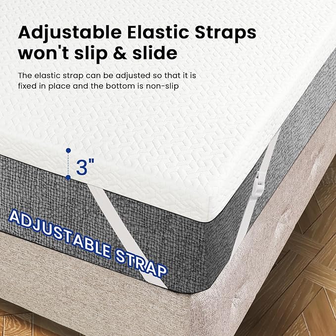 3 Inch Gel Memory Foam Mattress Topper Twin XL, Cooling Mattress Topper with Removable & Washable Cover, CertiPUR-US Certified