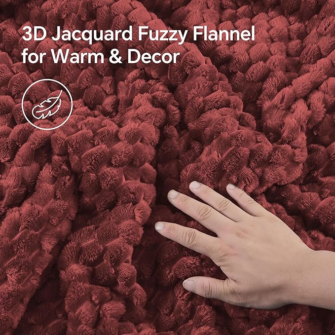 BEDELITE Fluffy King Size Comforter Set - Burgundy Fleece Soft Comforter for King Size Bed, Luxury Warm Bedding Set for Winter, Fuzzy Bed Set 3 Pieces (1 Comforter, 2 Pillowcases)
