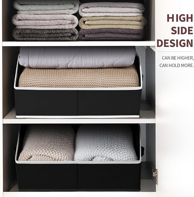 Homsorout Closet Baskets for Shelves Trapezoid - Decorative Storage Baskets with Handle, Closet Bins for Organization, Shelf Storage Bins for Clothes, Books, Home, Office, 8 Pack, Black - Image 5