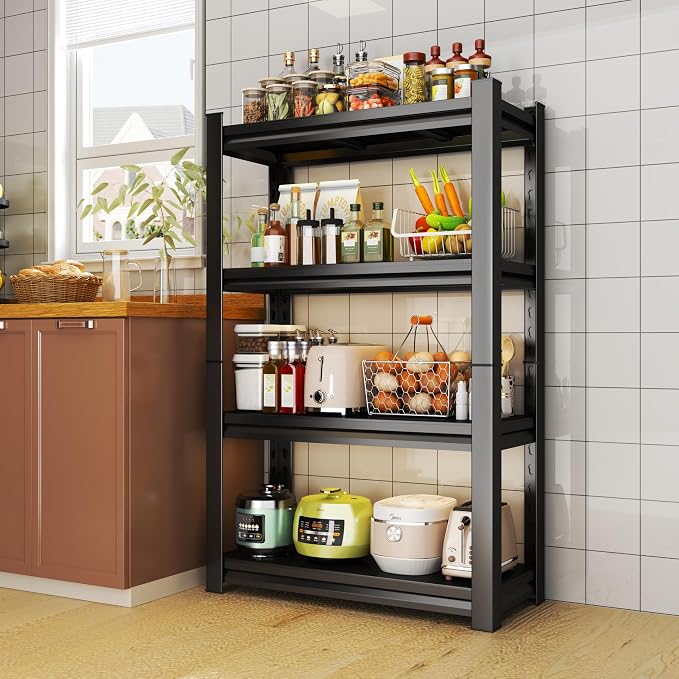 Metal Garage Shelving Unit, Heavy Duty Garage Storage Shelves, Adjustable Shelf for Warehouse, Kitchen, Basement, Double-Layer Columns (55×40×18in-4Tier) - Image 2