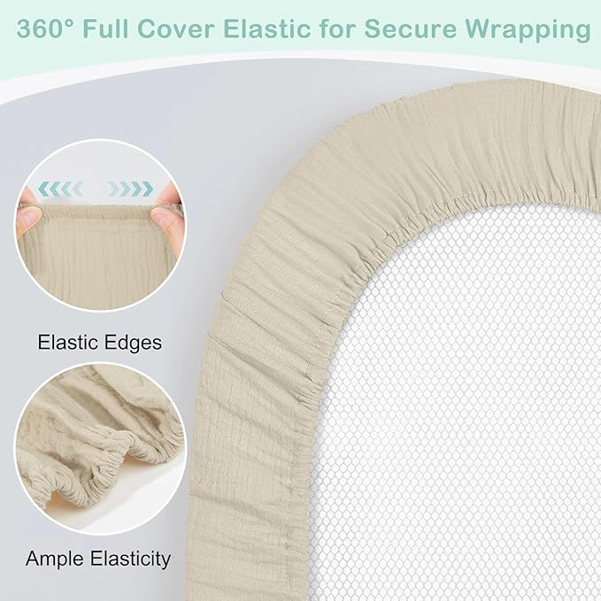 Basumee Muslin Bassinet Sheets for Baby Girl Boy 2 Pack Soft Breathable Baby Bedside Bassinet Fitted Sheets with Bottom Elastic Band Mattress Cover for Rectangle Oval Hourglass Bassinets