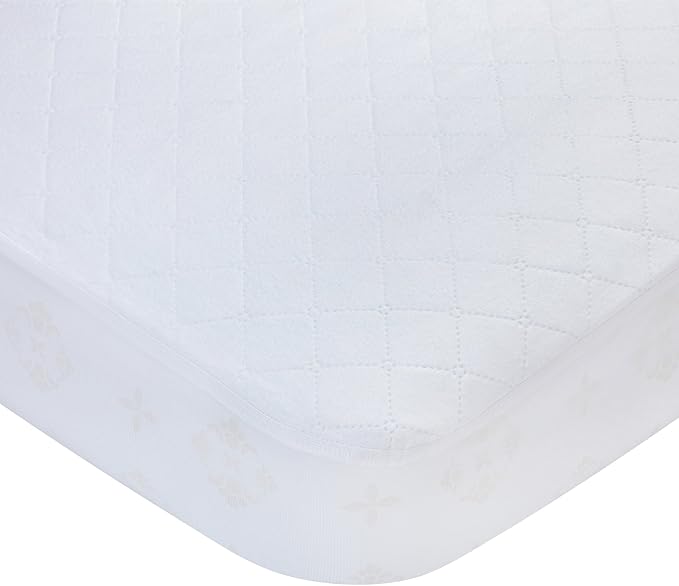 Carters Waterproof Fitted Quilted Crib and Toddler Protective Mattress Pad Cover, White