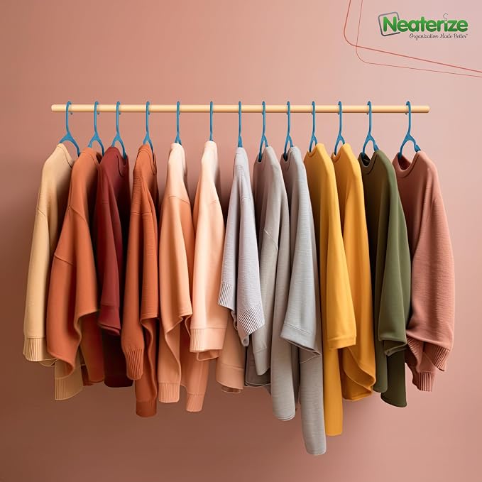 NEATERIZE Clothes Hangers Plastic 20 Pack for Adults - Plastic Hangers, The Perfect Coat Hanger and Space Saving Clothes Hangers for Closet, Percheros Ganchos para Colgar Ropa Hangars - Black Hangers - Image 2