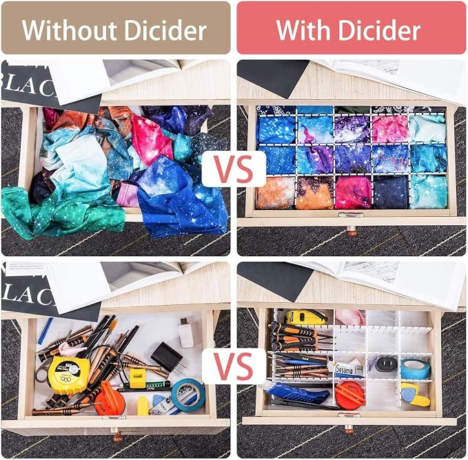 18Pcs Drawer Dividers, Adjustable Drawer Organizer for Socks, Underwear, Makeup, Can Help Tidy Kitchen, Bedroom, Dresser Black - Image 5