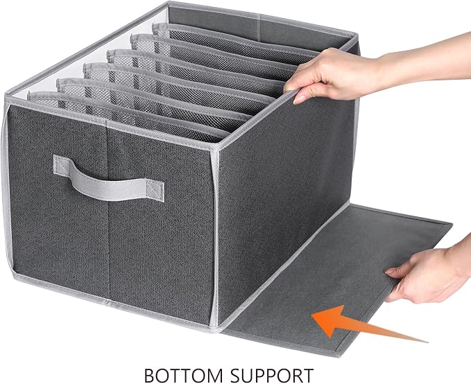 Zilink Upgraded Wardrobe Clothes Organizer with Support Board Clear Jean Organizer for Closet with 7 Grids Pants Organizer for Closet Shelf for Jean Pant Sweater Legging T-Shirt, 3 Pack - Image 4