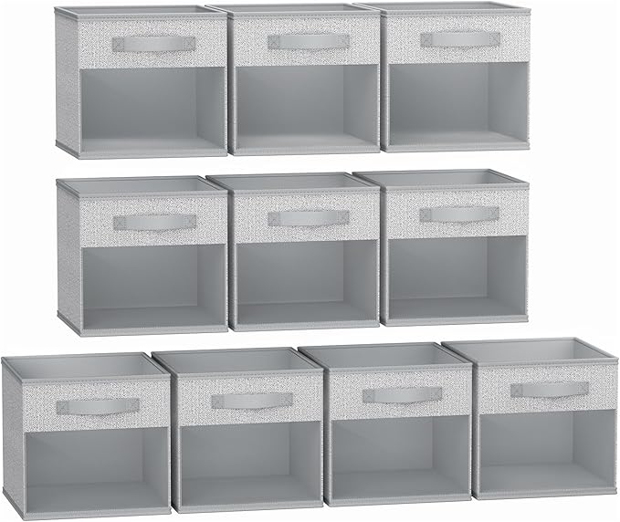DIMJ Storage Cubes, Cube Storage Bin, 10 Pack Foldable Cubes with Window, Closet Oganizer Boxs with Handle, 12.2x 12.2 inch Storage Organizer for Clothes, Toys, Books by DiMJ