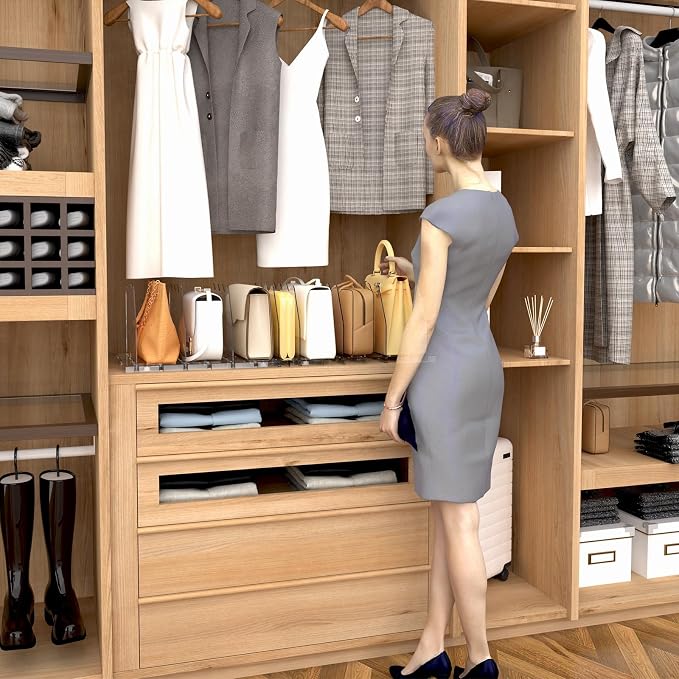 SPACEKEEPER Adjustable Shelf Divider for Closet, Clear Purse Organizers for Closet Acrylic Handbag Separators Storage Organizer Bookshelf Separator Dividers in Bedroom, Office - Image 6