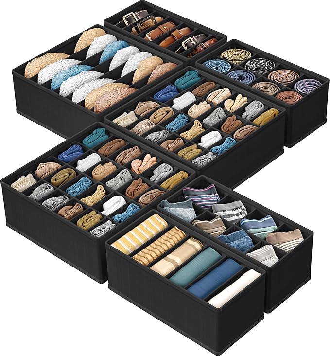 Simple Houseware Closet Underwear Organizer Drawer Divider Assorted 7 Pieces, Black by SimpleHouseware