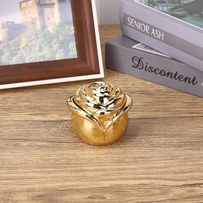 Hipiwe Rose Shape Vintage Jewelry Box - Gold Metal Trinket Organizer Small Jewelry Storage Holder Treasure Box Case Keepsake Box for Rings Earrings Necklace Gift for Women, Large - Image 7