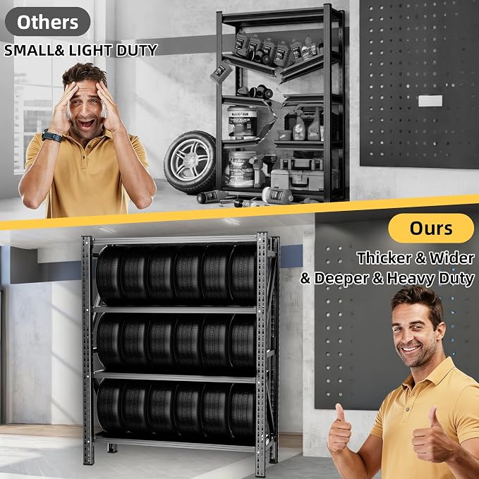Heavy Duty Garage Shelving, 46" W x 20" D x 71" H, 3500 LBS Capacity, 4-Tier Adjustable Metal Storage Shelves, Reinforced Steel Storage Rack for Garage, Basement, Utility Room - Image 5