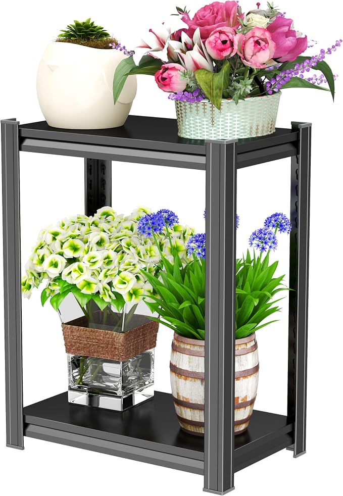PRESTELION 2-Tier Storage Shelves Metal Shelving Unit Storage Rack (9.8" D x 15.7" W x 22" H),Black by PRESTELION