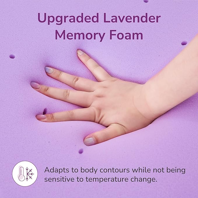 4 Inch Twin XL Lavender Infusion Memory Foam Mattress Topper for Relaxing Sleep, Ventilated & Pressure Relieving, CertiPUR-US Certified, Medium Firm Topper in a Box, Twin XL Size, 38"x80"