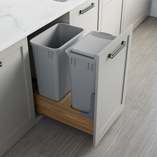 Dowell Double 50Qt Undermount Trash Pull-Out Waste Container with Full Extension Soft-Close Slides, Bottom Mounted, Face Frame/Frameless Min. Cabinet Opening: 15-1/2 Inch Wide-4008 0218 50 - Image 8
