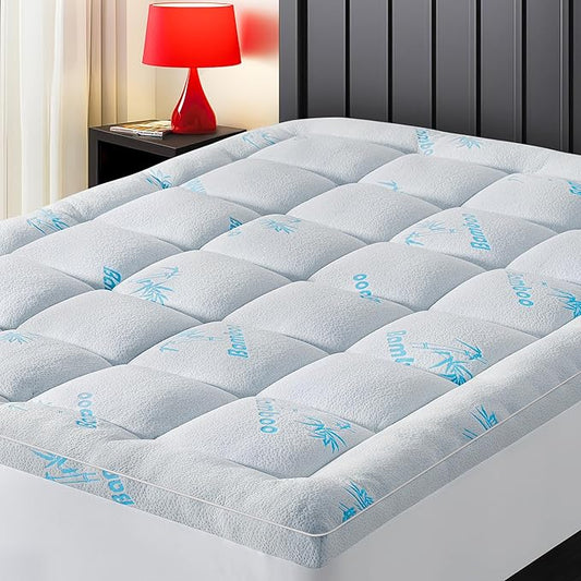 Mattress Topper Twin XL College Dorm,Viscose Made from Bamboo Extra Thick Mattress Pad 8-21" Deep Pocket Soft Down Alternative Fill Mattress Protector Pillow Top Mattress Cover(39x80 Inches)