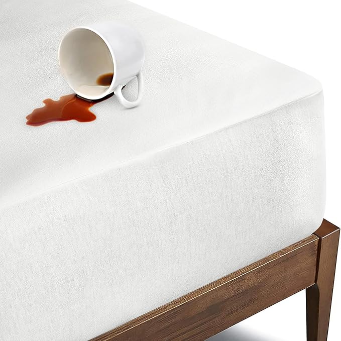 Bioweaves Organic Cotton Jersey Waterproof Mattress Protector Cal King |52" x 28"| GOTS Certified Mattress Cover with Jersey Cotton Skirt, Breathable & Noiseless Top Layer, 17 Inch Deep Pocket, White