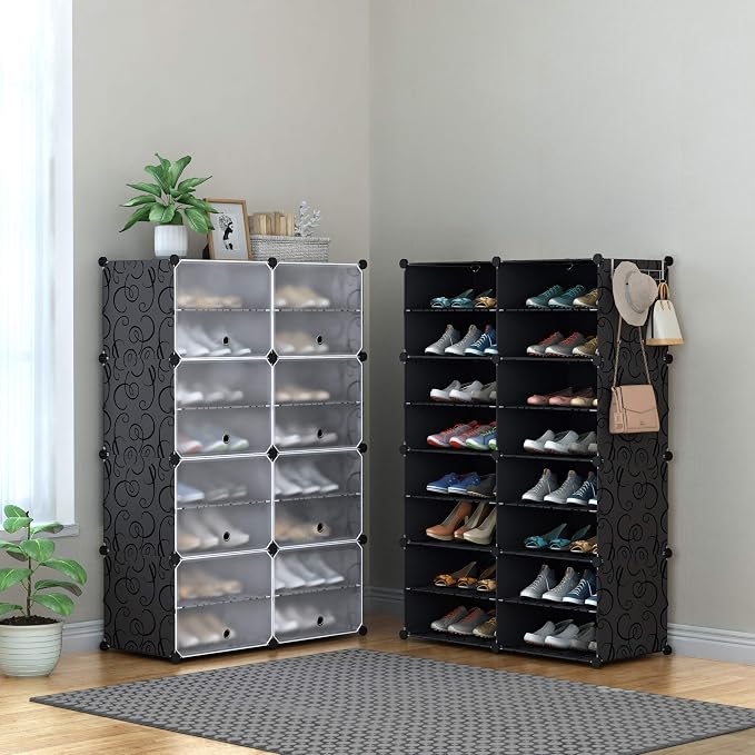 HOMIDEC Shoe Rack, 8 Tier Shoe Storage Cabinet 32 Pair Plastic Shoe Shelves Organizer for Closet Hallway Bedroom Entryway - Image 7