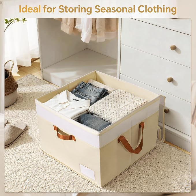 Criusia Shoe Organizer for Closet, 2 Pack Foldable Shoe Storage Organizer Box Bin with Adjustable Dividers and Clear Cover, Closet Shoe Storage for Sneakers Sandals Boots, Fit 16-32 Pairs, Beige - Image 7