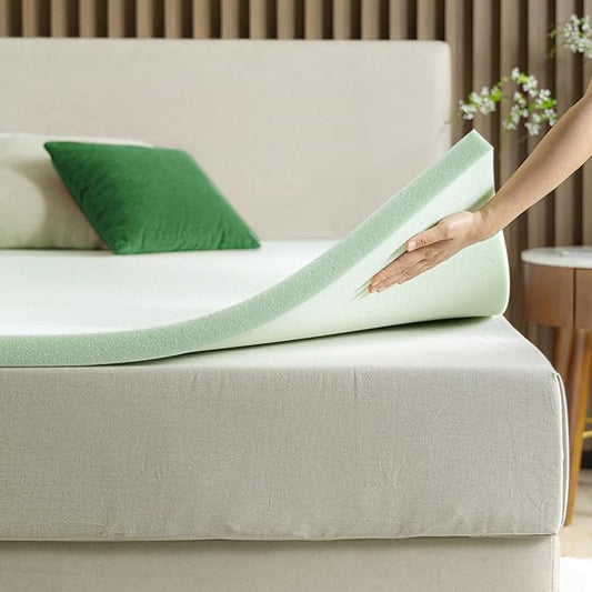 ZINUS 2 Inch Green Tea Memory Foam Mattress Topper, Dorm Bedding, Pressure-Relieving Layer, Ideal for Back Pain Relief, Compact WONDERBOX Packaging, CertiPUR-US Certified, Twin