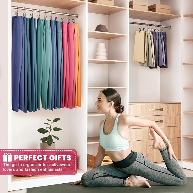 30 Pack Pants Hangers with Clip,Legging Organizer for Closet Hanging, Space Saving Yoga Pants Hangers Clip Hangers Closet Organization,Closet Organizers and Storage for Jeans,Shorts,Skirts,Hats - Image 2