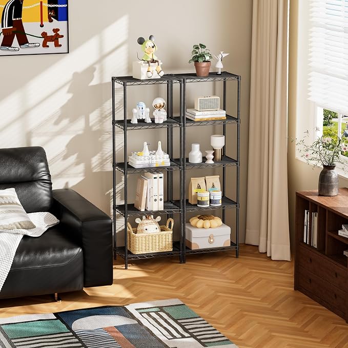 SINGAYE Metal Shelves Wire Shelving：Storage Rack Standing Units Shelf for Kitchen Laundry Bathroom Closet Organizers Pantry Narrow Mesh Adjustable 10" D x 16" W x 55" H Black - Image 7