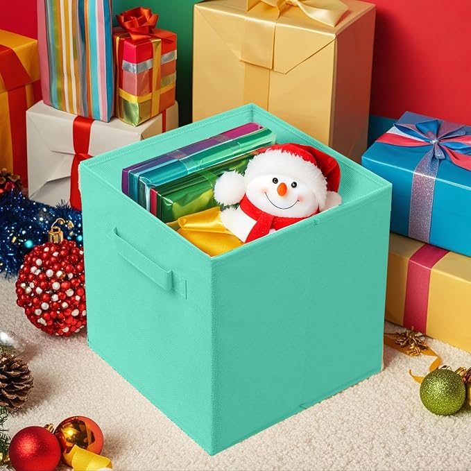 ShellKingdom Storage Bins, Foldable Fabric Storage Cubes and Cloth Storage Organizer Drawer for Closet and Toys Storage, 2 Pack (Mint Green) - Image 7