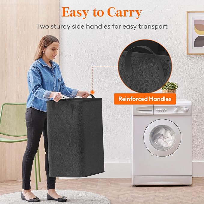 Lifewit 80L Large Tall Laundry Hamper, Collapsible Laundry Basket with Handles, Foldable Clothes Hampers for Laundry, Portable Dirty Clothes Hamper for Dorm College Bedroom Bathroom, Black - Image 5