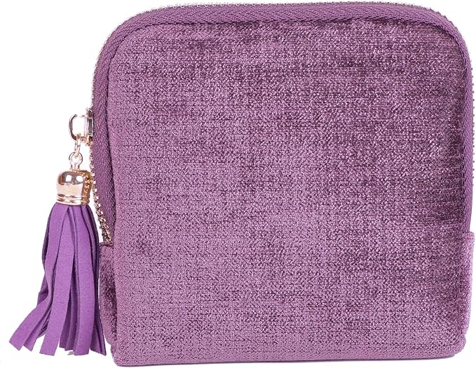 ASINGYER Travel Jewelry Storage Bag for Women, Velvet Portable Jewelry Organizer with Tassel Zipper, Small Pouches for Bracelets Necklaces Rings Earrings, Wedding Gift for Women (purple) by ASINGYERbyASINGYERHOME