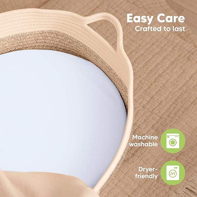 2-Pack Baby Bassinet Sheets Girl, Boy - 33x17 Viscose Derived from Bamboo Bedside Mattress Fitted Bassinet Sheets, Compatible with Halo Bassinest Swivel Sleeper, Baby Delight, Graco (Blue Flax)