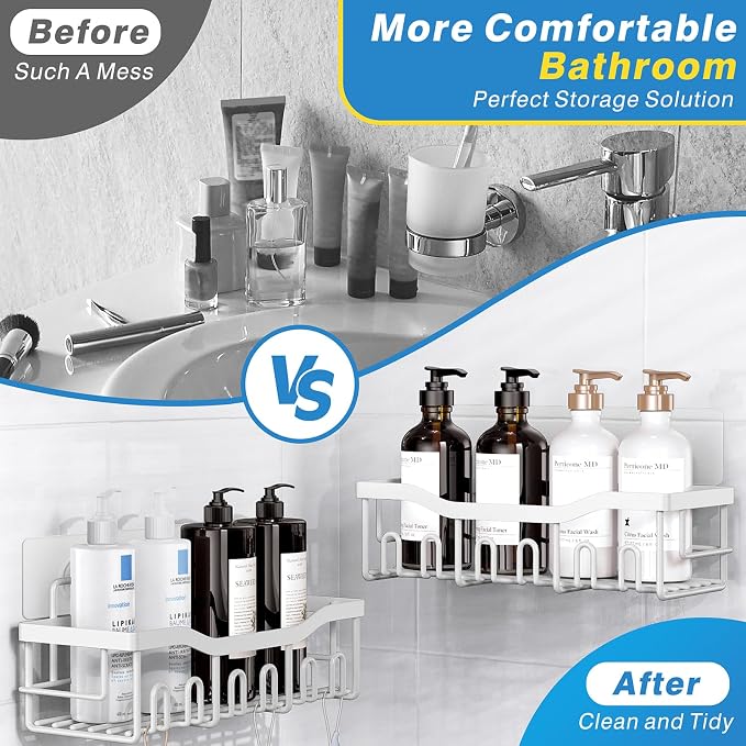EUDELE 5-Pack Rustproof Stainless Steel Shower Caddy – No Drill Adhesive Bathroom Organizer with Large Capacity, Spacious Shower Shelves for Inside Shower, Kitchen & Home Decor Storage-XL Size - Image 3