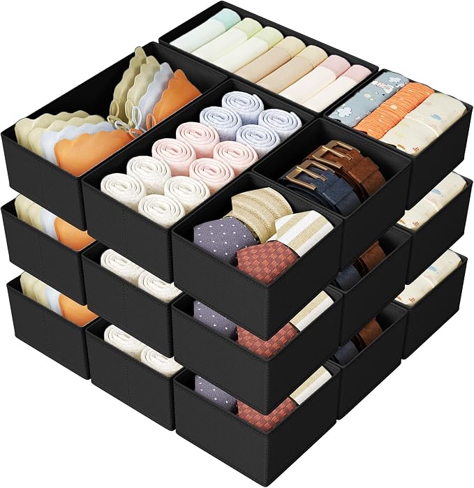 DIMJ Drawer Organizer Clothes Storage - 18 Pack Baby Dresser Organizer for Nursery, Foldable Drawer Dividers for Bedroom Closet Organization, Fabric Storage Bins for Socks, Underwears, Bras by DiMJ