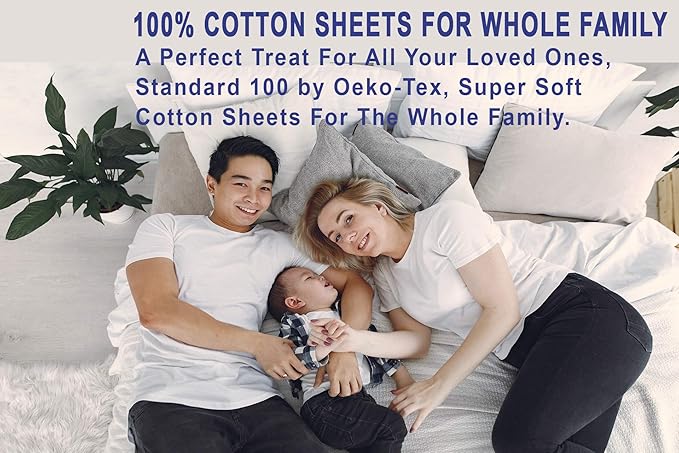 RUVANTI 100% Cotton Sheets – King Size Percale Bedding, Cooling & Breathable Floral Design, Durable with a Crisp, Soft & Comfortable Feel, 16" Deep Pocket, 4-Piece Set, Phulkari