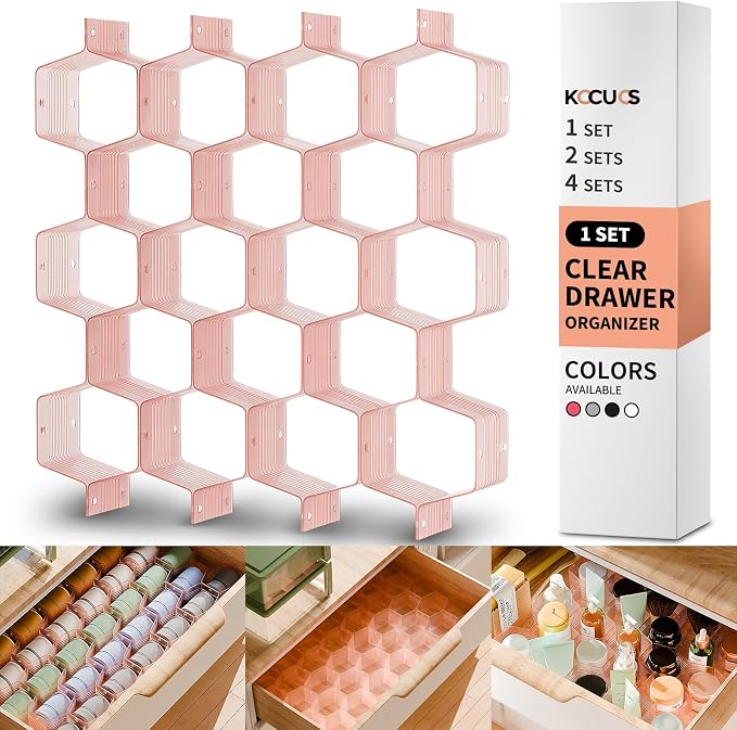 Honeycomb Separator Adjustable Drawer Organizer Divider for Underwear Belt-Scarf Socks Organizer (Pink(1pc)) by Kocuos+