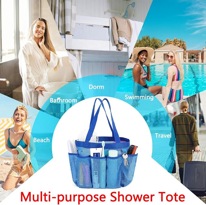 Fammart Mesh Shower Caddy Portable for College Dorm Room Essentials, 8-Pocket Large Shower Basket Tote Bag with 2 Handles for Toiletry, Bathroom, Beach, Camp, Gym - Image 9