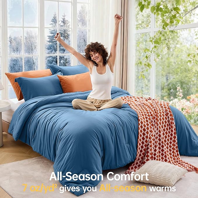 MUXHOMO King Size Comforter Set, All Season Ultra Soft Down Alternative Bedding - 3 Piece Lightweight Bed Set Includes 1 Comforter (104"x90") and 2 Pillow Shams (20"x36"), Teal