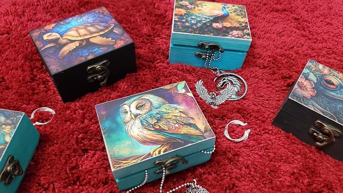 Owl Trinket Box Small Jewelry Keepsake Box | Earrings Necklace Storage Box for Girls Women | Owl lovers Gift Idea Valentine's Day, Birthday Christmas, Weddings, Animals Ornaments for Home Décor - Image 5