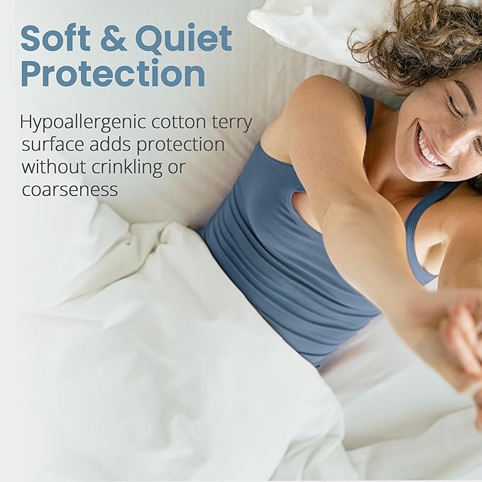 SafeRest Zippered Mattress Protector - Premium 9-12 Inch Waterproof Mattress Cover for Bed - Breathable, Noiseless Washable Mattress Encasement - Queen