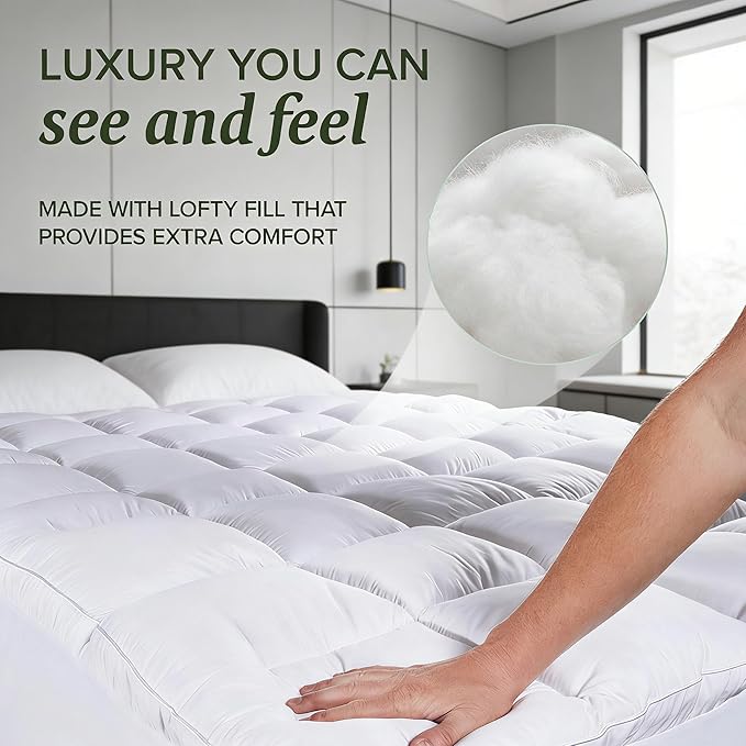 Full Size Mattress Pad & Protector, Up to 18" Deep Extra Padded Quilted Pillow Top Mattress Cover, Cotton Top, Plush Fitted Mattress Topper with Deep Pockets