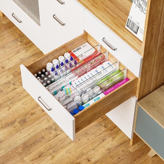 Yieach 5 Pack 6 Inch Tall Acrylic Drawer Divider for Clothes-Expandable from 12.3-18''-Adjustable Dresser Deep Drawer Dividers for Baby Clothing,Underwear,Clear in Drawer Separators for Kitchen,Office - Image 8