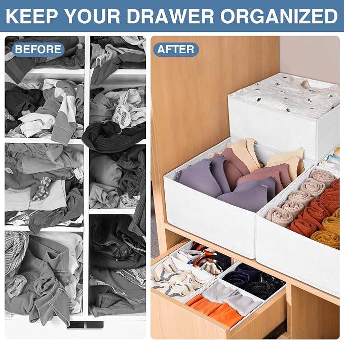Criusia Drawer Organizer Clothes, 24 Pack Dresser Organizer Bins for Nursery Bedroom, Closet Organization and Storage Dividers for Clothing, Baby Clothes, Underwears, Socks (White) - Image 3