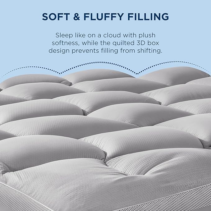 Bedsure Waterproof Mattress Topper King - Pillow Top King Mattress Protector with 8-21 Inches Deep Pocket, 800 GSM Extra Thick Bed Pad Fitted, Soft Bed Cover for Home, Bedroom, Hotel - Grey