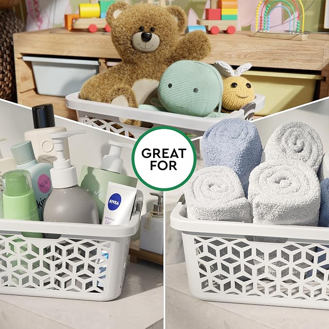 EconoHome Laundry Basket - Large 2 Bushel Laundry Basket with Handles - Stackable Plastic Hamper for Dirty Clothes - Storage Bin & Organizer for Bathroom, Bedroom - White, 70.5L Capacity – Heavy Duty - Image 7